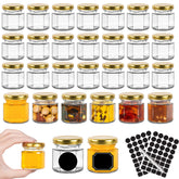Keketin botes hexagonales de 45 ml con tapa dorada, ideal para conservas
