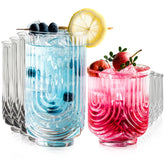 Vaso alto Kemorela Art Deco estriado, ideal para cócteles y bebidas frías.