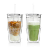 KEMORELA copa de 16 onzas en vidrio borosilicato, ideal para café helado y bebidas frías.