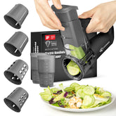 KEOUKE cortador de ensaladas negro en la mano para cortes rápidos.