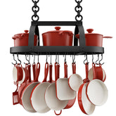 KES colgador de ollas techo 34 pulgadas ovalado negro mate, diseño robusto para cocina ordenada