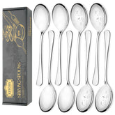 KeyOXY juego de cucharones grandes de acero inoxidable con acabado espejo, ideales para porciones en buffets