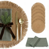 KIBAGA mantel boho 12x12 con flecos, mesa decorativa y elegante