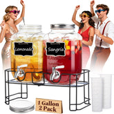 KIKCOIN dispensadores de vidrio 1 galón para bebidas frías y festivas.