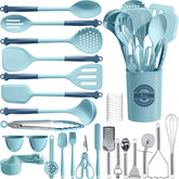 Kikcoin set utensils cocina 43 piezas, lista para organizar la encimera