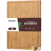 Kikcoin tabla de cortar de bambú extra grande con base giratoria para ahorro de espacio