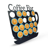 KingLive porta-k-cups frente negro, exhibe cápsulas y mejora la organización.