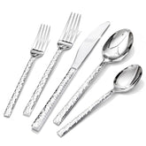 KINGSTONE juego cubertería 20 piezas martillado, ideal para mesas elegantes y uso diario.