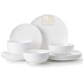 Conjunto KINGSTONE de china de hueso para uso diario, 12 piezas elegantes y ligeras.