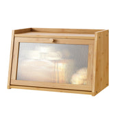 Kiplant caja pan bambú con puerta ondulada para acceso rápido en la encimera.