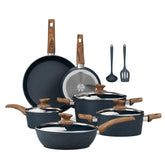 Kitchen Academy: juego de sartenes antiadherentes de 8 pulgadas en azul granito para cocinar con menos aceite