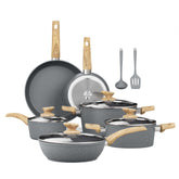 Kitchen Academy set inducción 12 piezas gris, versátil para uso diario sin esfuerzo