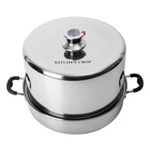 Kitchen Crop Steam Canner, cuerpo de acero inoxidable para conservas seguras.
