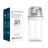 KITCHENDAO Salero 2 en 1 de vidrio borosilicato, vertido controlado para cocina