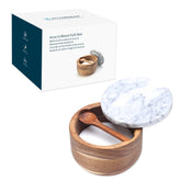 KITCHENDAO Salero grande de acacia con cuchara integrada, cómodo y práctico.