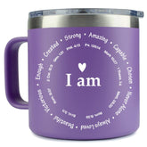 KLUBI Taza termo morada 14 oz para café, mantiene el calor por más tiempo.