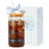 Vaso KMCCUMBER de vidrio con tapa y pajilla, ideal para bebidas heladas