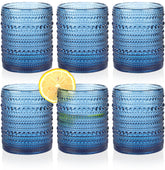 Copas KMIGRUAN de vidrio azul hobnail, aptas para agua y cocteles.