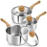 KOCH SYSTEME CS set de cacerolas de acero inoxidable con tapas para hervir y hacer salsas.