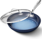 Sartén KOCH SYSTEME CS antiadherente de 10 pulgadas con acabado gradiente azul ideal para cocinar.