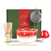 KOIMYSA set de matcha con tazón hongo rojo, ideal para batir y servir