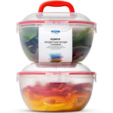 Komax ensaladera grande con tapa mantiene la ensalada fresca para toda la familia.
