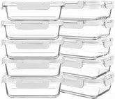 Conjunto KOMUEE de 10 contenedores de vidrio de 30 onzas para planificar tus comidas.
