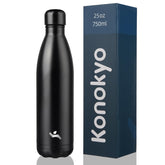 Botella Konokyo 25 onzas frente, diseño elegante y aislamiento que mantiene bebidas frías o calientes
