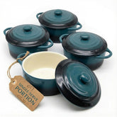 KooK cocotte mini de cerámica 12 oz con tapa para porciones individuales.