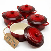 KooK Cocotte Mini: set de 4 cazuelitas Crimson Ombre para porciones individuales en el horno.