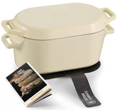 KooK olla de hierro esmaltado marfil con tapa, perfecta para hornear pan crujiente.