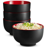 KooK tazón ramen negro con interior rojo, ideal para porciones abundantes de ramen