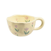 Taza Koythin con diseño floral Tulipán Morado para café matutino y té.