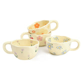Koythin tazas cerámica 4 piezas azul flor: ideal para café matutino