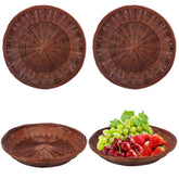 Kukmakri porta-platos de bambú tejido a mano, 10 pulgadas, conjunto de 4, estable y duradero