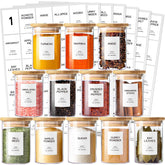Kuocodall frascos de vidrio para especias con tapas de bambú y cierre hermético para conservar aroma