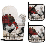 Guantes de horno Kupenya con estampado de gallo para manejo seguro de bandejas