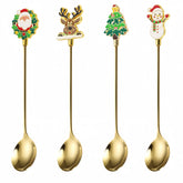 Kwlyon set de cucharas para cafe-te, enfoque navidad Santa Claus, práctico para identificar bebidas