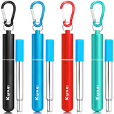 Pajillas de acero Kynup telescópicas, fáciles de llevar en cualquier bolso.