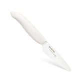 Cuchillo pelador Kyocera Revolution de 3 pulgadas con mango blanco para pelar frutas con precisión