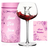 Vaso de vino personalizado de L&J Home con inicial K, ideal regalo sentimental