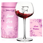 Vaso de vino personalizado de L&J Home con monograma Letra F para regalo