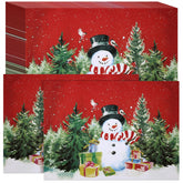 Manteles de papel Lallisa con muñeco de nieve para mesa navideña.