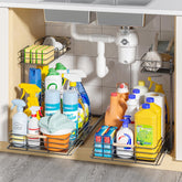 LAMU dos niveles bajo lavabo deslizable para maximizar espacio sin obstruir tuberías