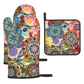 LANAIQO manoplas de horno boho floral para agarre seguro de ollas caliente