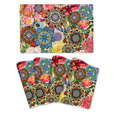 Manteles LANAIQO boho florales; conjunto 4 protege la mesa con color