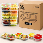 Lanasz contenedores snacks doble compartimento con tapas para separar aperitivos y salsas