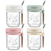 LANDNEOO jarras de vidrio 16 oz con tapas herméticas para conservar alimentos.