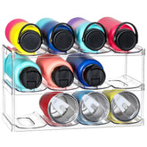 LANDNEOO Organizador de botellas 3 niveles transparente para ordenar botellas grandes.