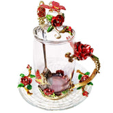 LANTREE taza cristal con tapa y platillo para infusiones elegantes